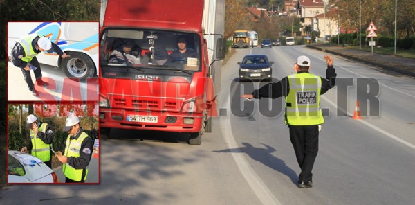 SAPANCA POLİSİ KIŞ LASTİĞİ DENETİMLERİNE BAŞLADI