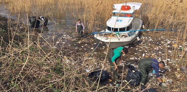 SAPANCA GÖLÜ'NDEN 300 TORBA ÇÖP TOPLANDI