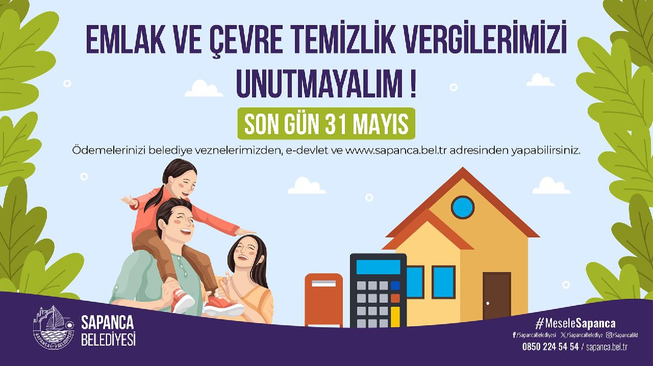 EMLAK VERGİSİNDE SON ÖDEME TARİHİ 31 MAYIS