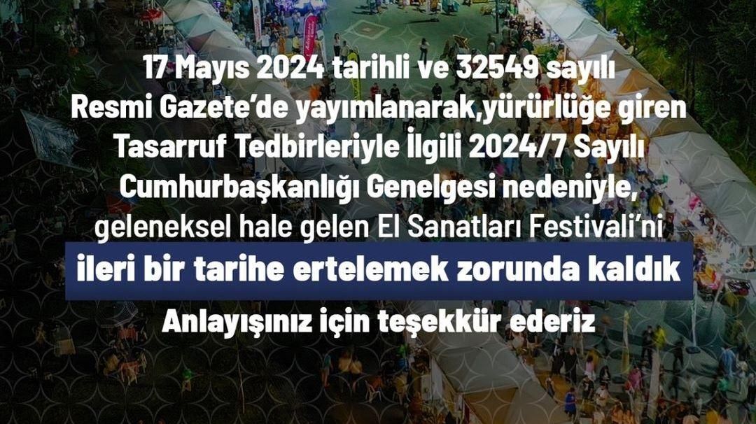 SAPANCA BELEDİYESİ EL SANATLARI FESTİVALİNİ ERTELEDİ