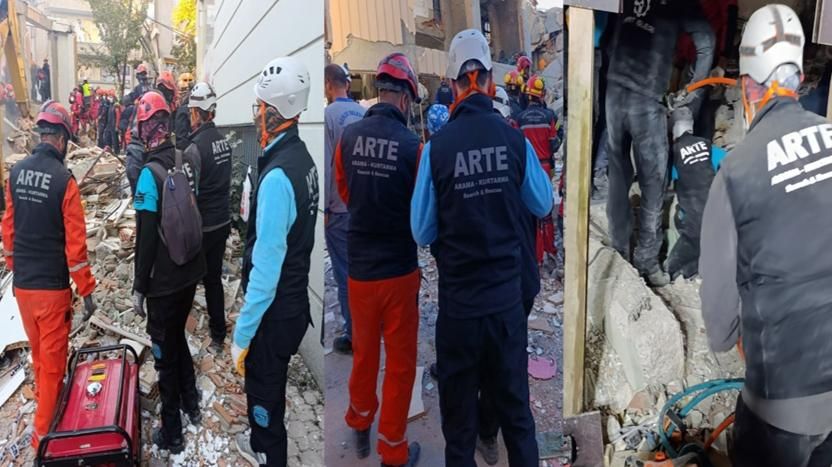 ARTE EKİBİ GEBZE'DEKİ ÇÖKEN BİNADA GÖREV BAŞINDAYDI