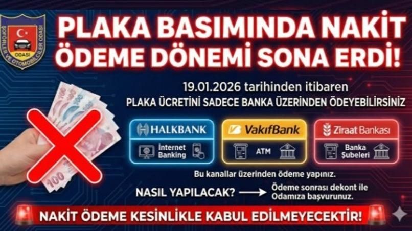 TESCİL PLAKASI BEDELİ BANKALARA ÖDENECEK